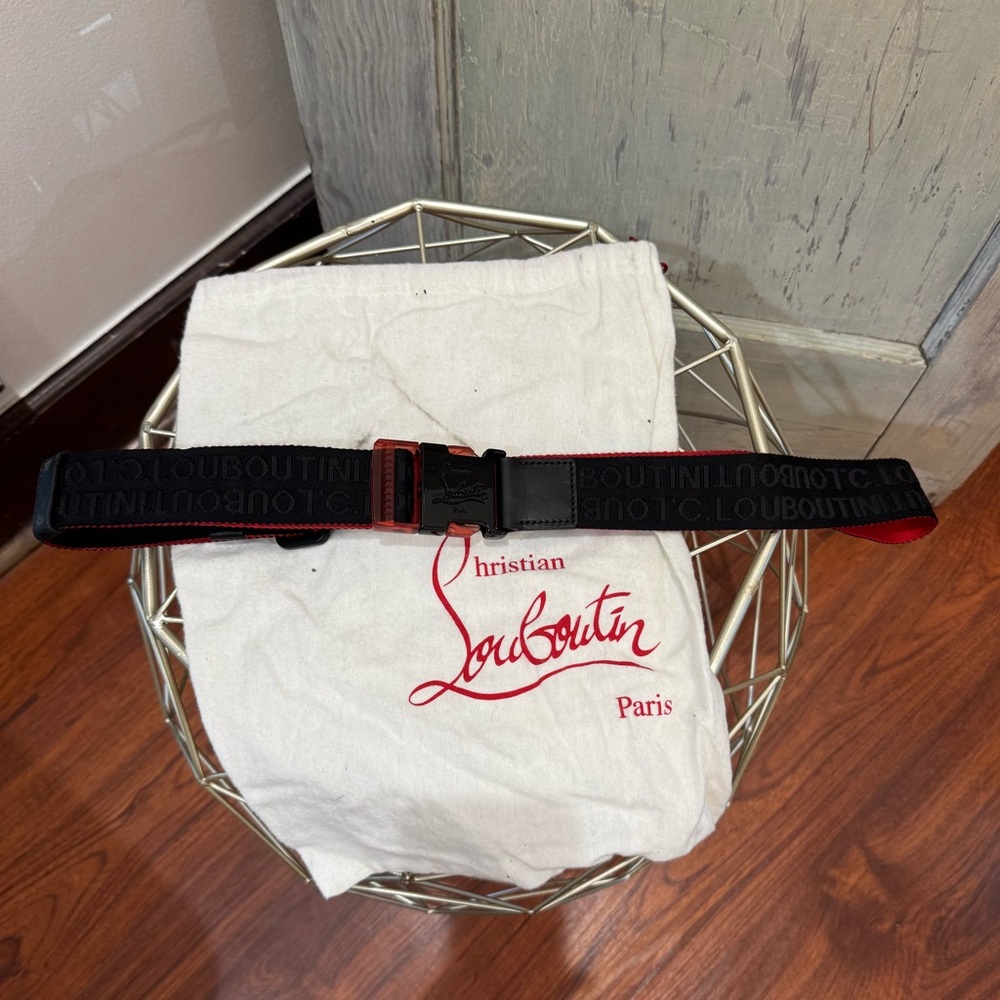 Christian Louboutin Nylon Belt Black Red With Bag